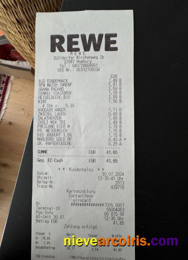 Rewe group payment receipt